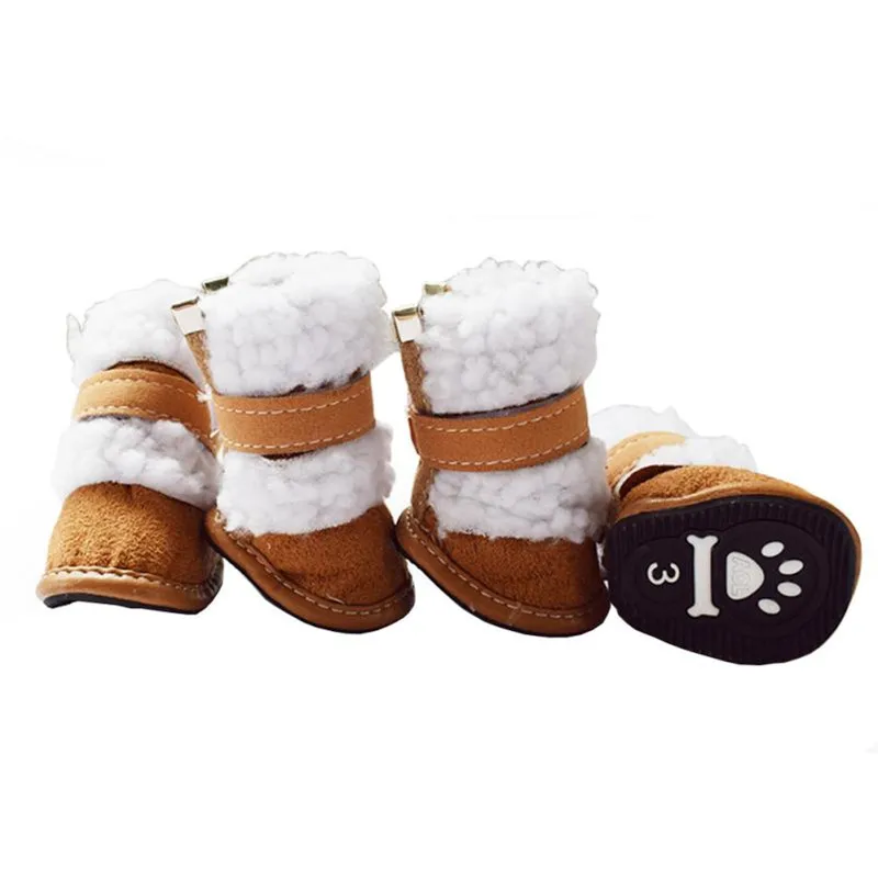 

4pcs Set Winter Pet Dog Snow Boots Puppy Snowy Warm Shoes Small Doggy Booty Thick Cloth Thoes Boots Anti Slip Drop Shipping #LR2