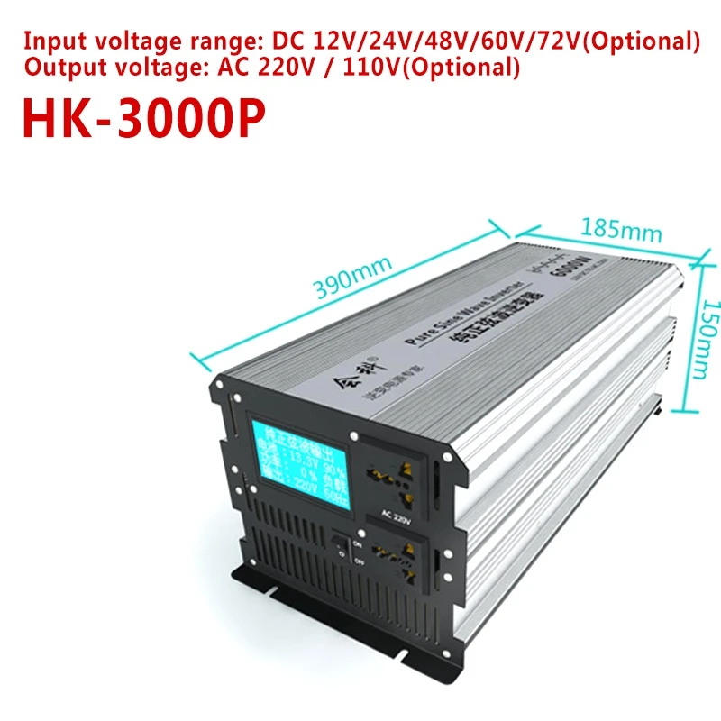 US $296.39 Electrical Equipment Hk3000p 6000w Pure Sine Wave Power Inverter Dc 12v 24v 48v 60v 72v To Ac 110v220v Inverters Converters