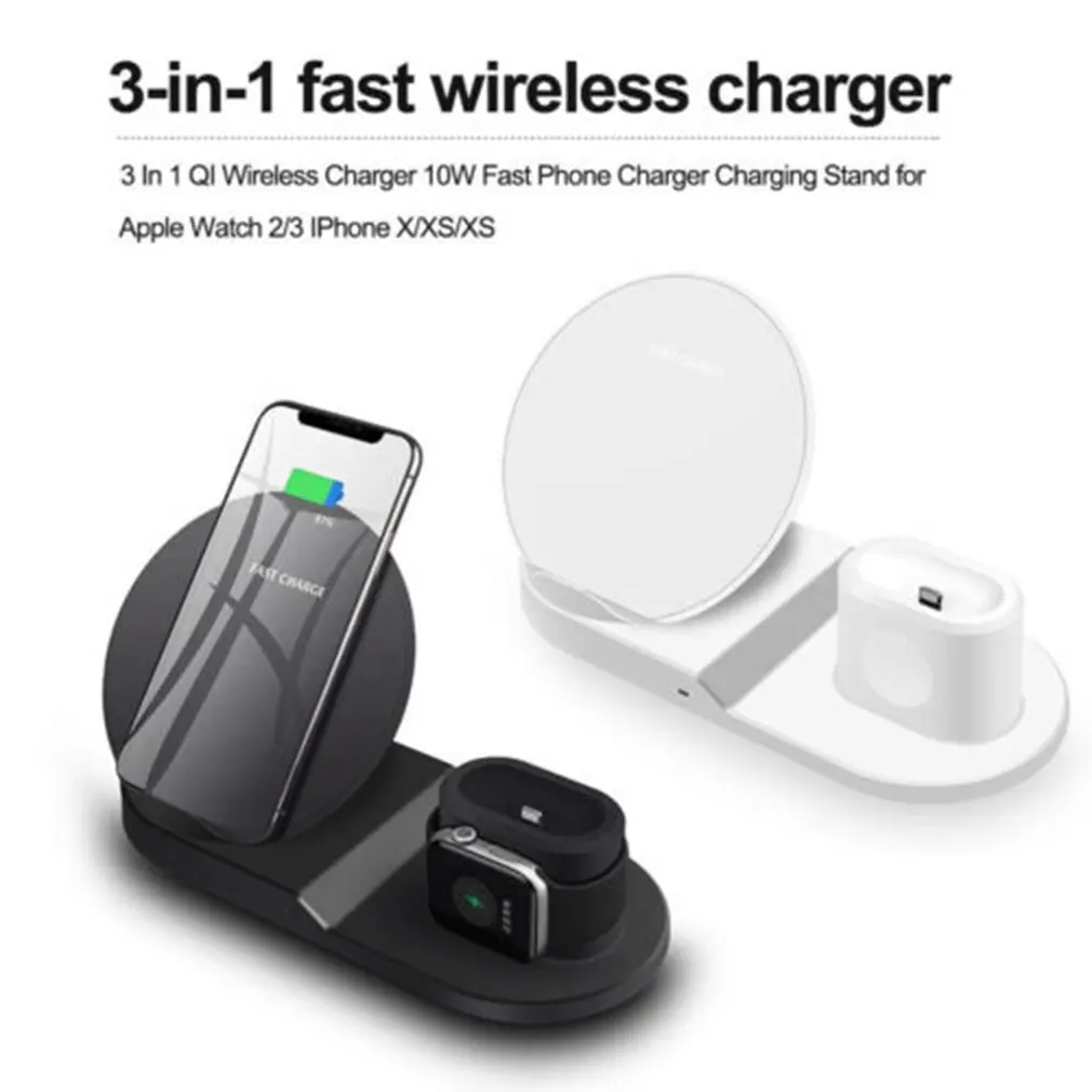 Wireless Charger 3 in 1 Wireless Charging Stand For Apple Watch Airpods for iPhone X Xs Fast Wireless Charger Dock