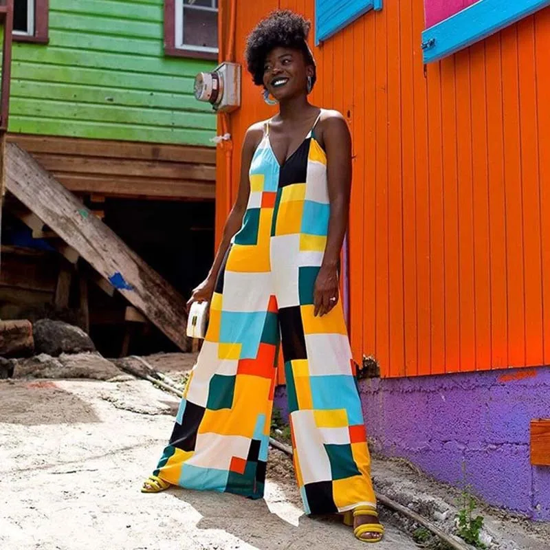 Клетчатый Модный женский комбинезон 2018 Элегантные повседневные женские