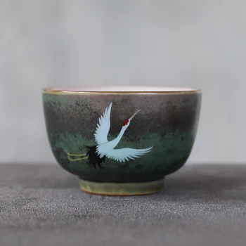 

LUWU ceramic teacup handmade crane tea cup chinese kung fu cup 70ml