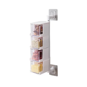 

Multi-tier 360 Degree Rotating Wall Mount Spice Rack Seasoning Storage Box Jars Organizer Condiments Container FPing
