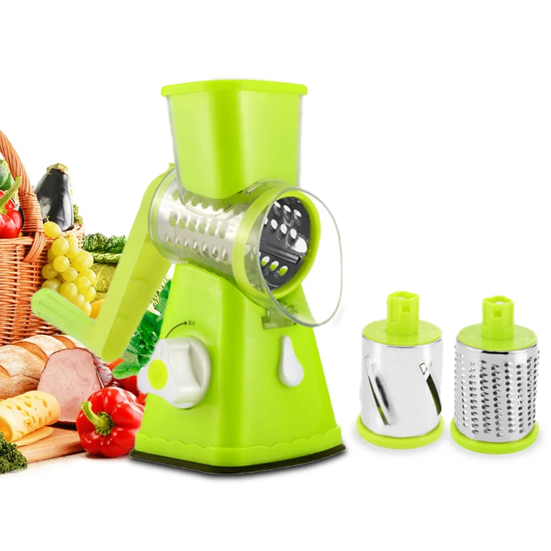 Vente Râpe à rouleau rotatif à main trancheuse vert multi fonctionnel dispositif de coupe de plat tranche de rabotage