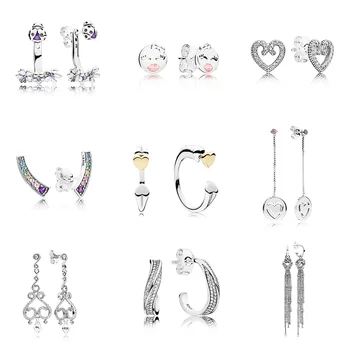 

Authentic 925 Sterling Silver Earrings Fashion Eardrop Cz Crystal Earrings For Women Wedding Party Jewelry
