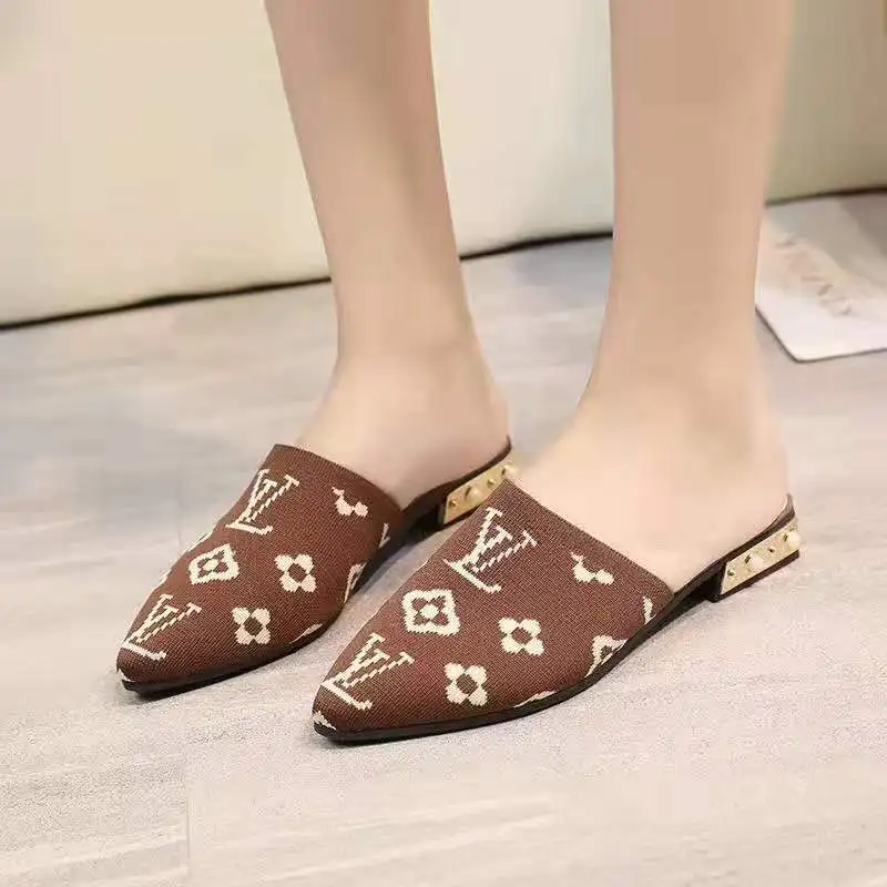 Zapatillas mujer; Новинка года; дизайнерские женские шлепанцы без задника на плоской подошве; сандалии без застежки; женская обувь без задника