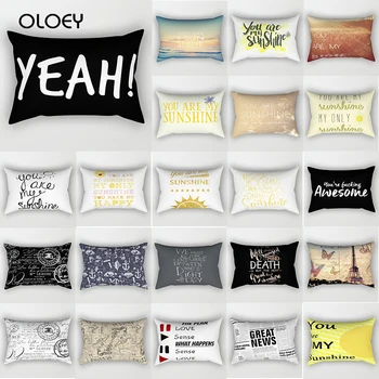 

English Letter Pattern Silk Pillow Case Rectangular Hotel Bedroom Pillow Case Polyester Pillow Case Travel Pillow Case 50 * 30cm