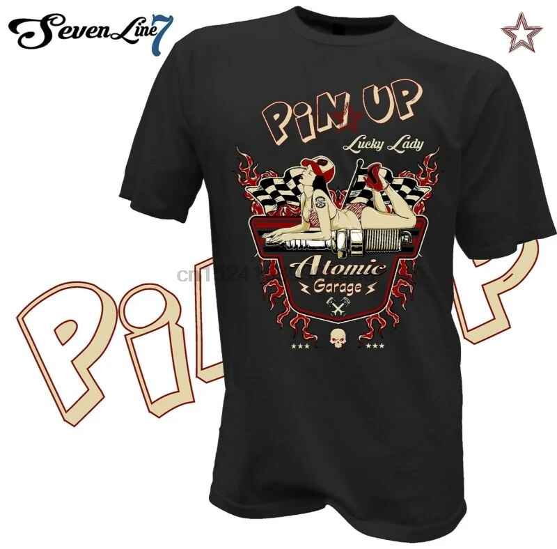 Футболка Байкер Hot Rod Татуировка Pin up Девушка Винтаж Сексуальная V8 авто на заказ