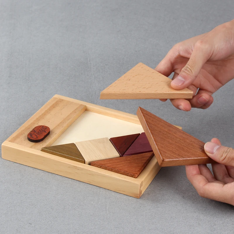 Креативные Игрушки Tangram log, деревянные головоломки, семь видов драгоценного бруса, детские развивающие игры, подарок