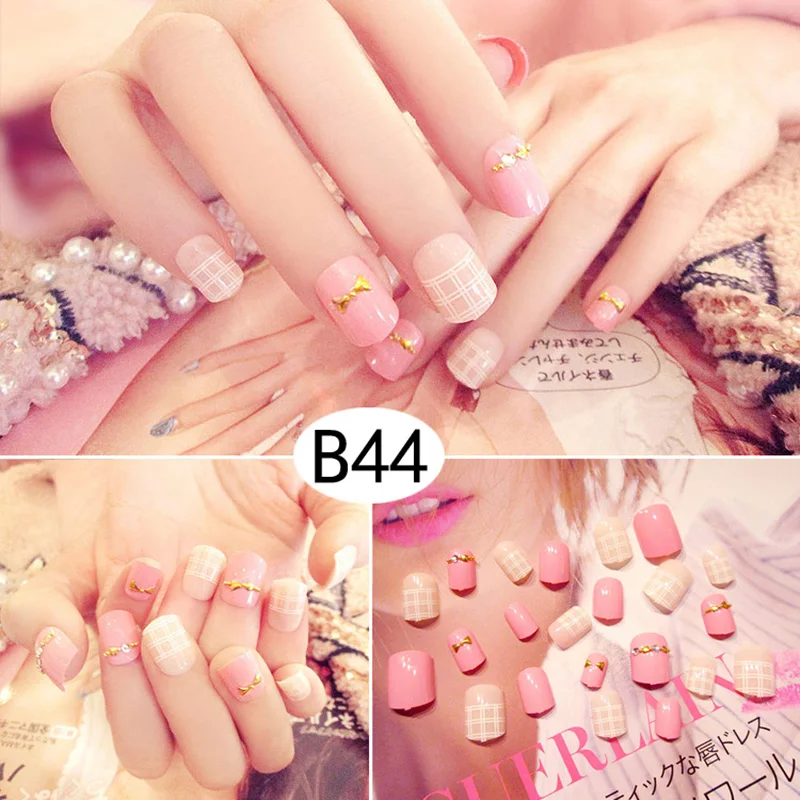 24 шт./компл. нескольких типов поддельные накладные ногти отделка верха пальца Нейл-арт Декор для невест Свадебные MP789 - Цвет: b44