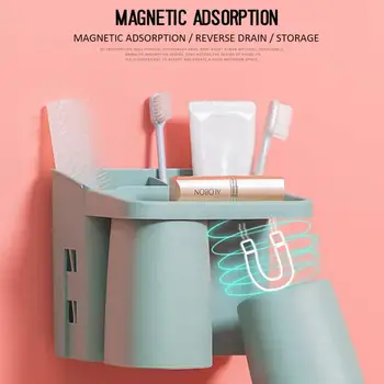 

Magnetic Adsorption Toothbrush Holder Inverted Cup Wall Mount Bath Shower Supplies Toothpaste Storage Rack Bathroom Accessories