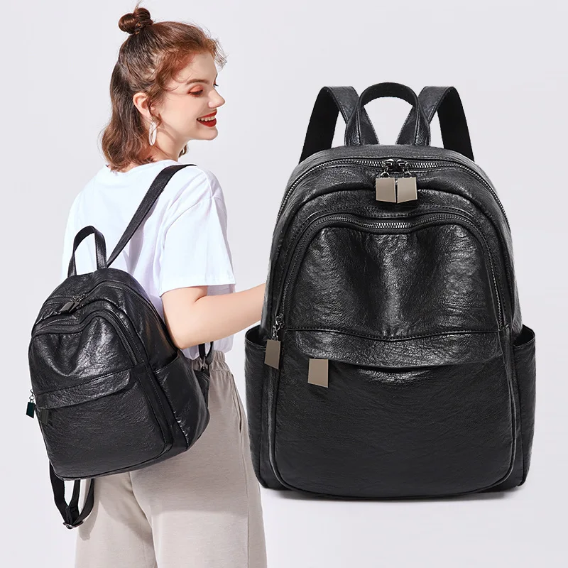 Новая стильная женская сумка в Корейском стиле, в студенческом стиле, мягкий кожаный рюкзак, многофункциональная сумка для мам, большая Вместительная дорожная сумка