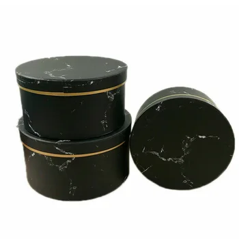 

3 Pcs Florist Flowers Gifts Box Marble Pattern Round Packing Case for Wedding Party LBShipping