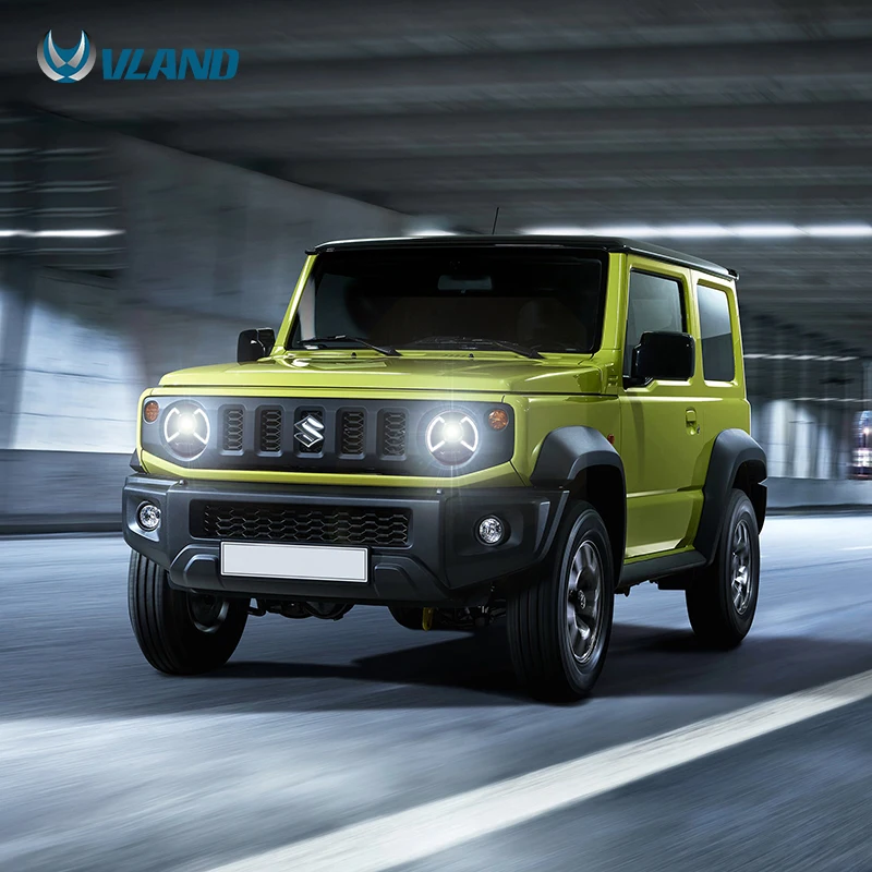 VLAND завод для автомобилей головной светильник для JIMNY светодиодный налобный фонарь LED DRL с Добро пожаловать светильник с синим+ игра и штепсельная вилка+ бифокальный