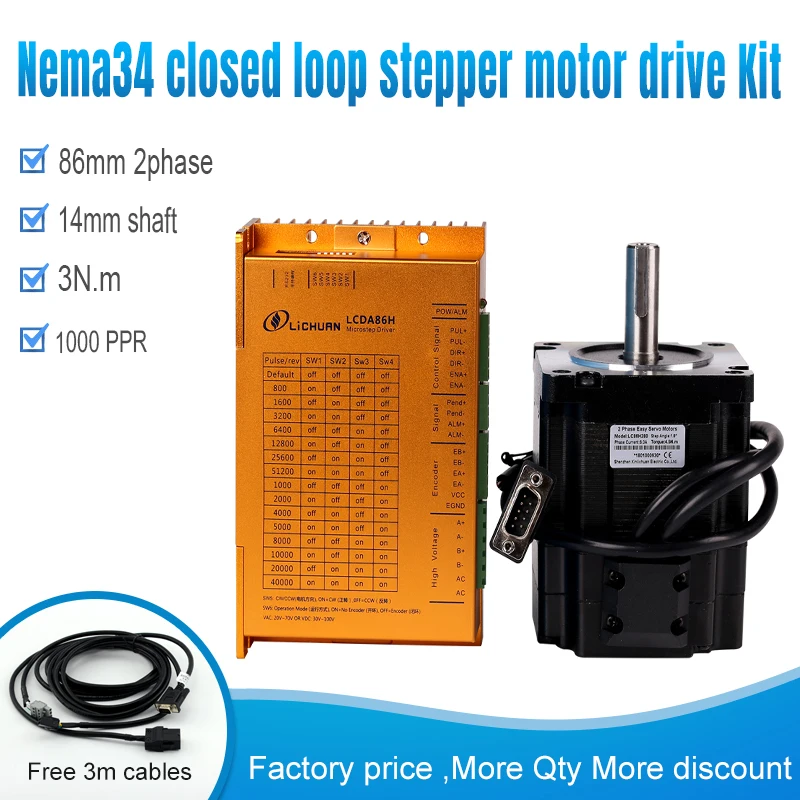 

Nema34 Stepper Motor Driver 3nm Servo Motor LC86H260+LCDA86H Closed-loop step motor 3NM 86 Hybrid servo closed loop