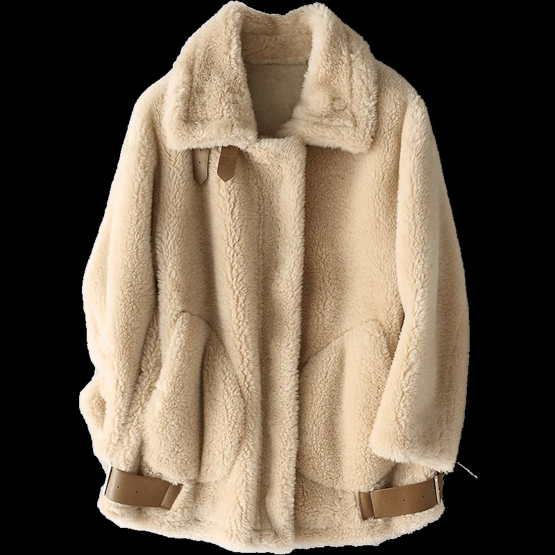 

Real Fur Coat Female Jacket Autumn Winter Women Clothes 2020 Korean Vintage Sheep Shearling Fur Tops Manteau Femme ZT4496