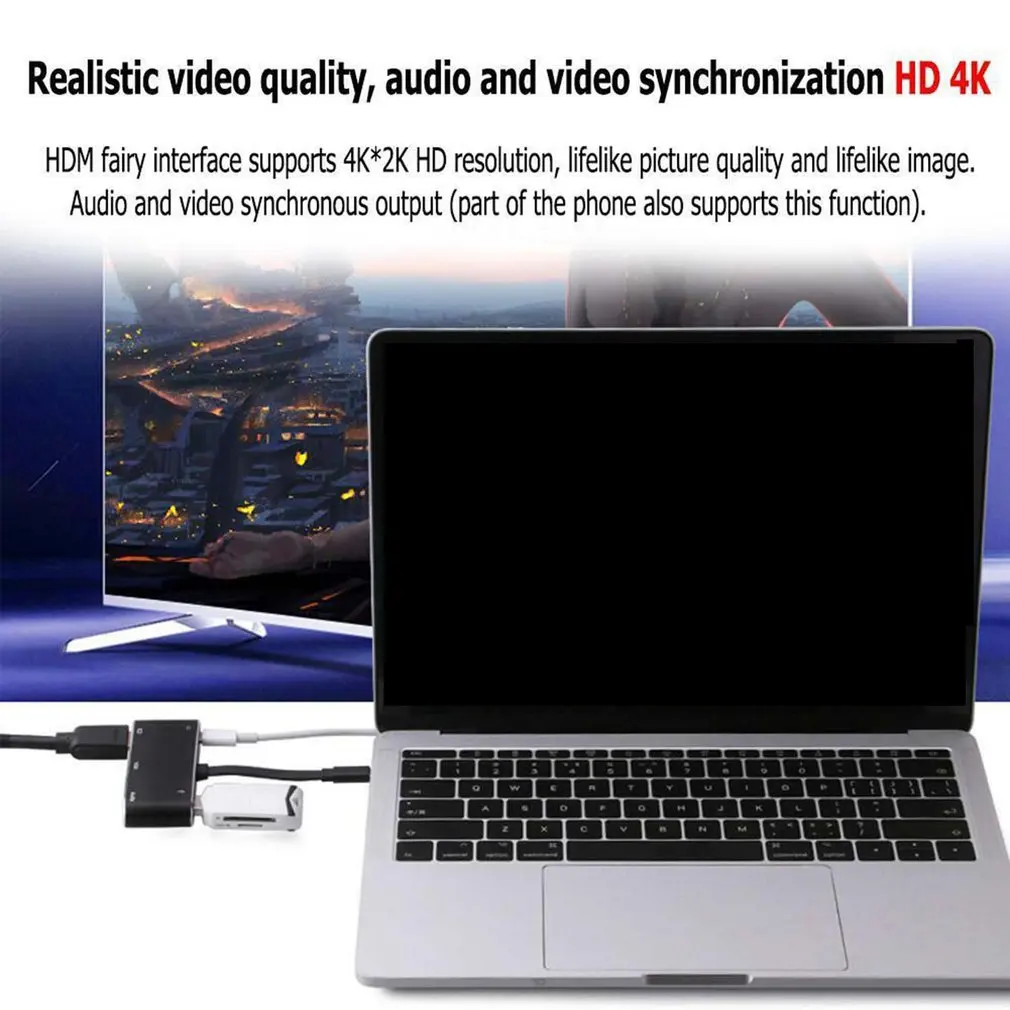 Телефонный конвертер 5 в 1 USB-C к PD+ HD+ VGA+ аудио+ USB3.0 OTG кабель конвертер док-станция для MacBook Air Ноутбуки ПК