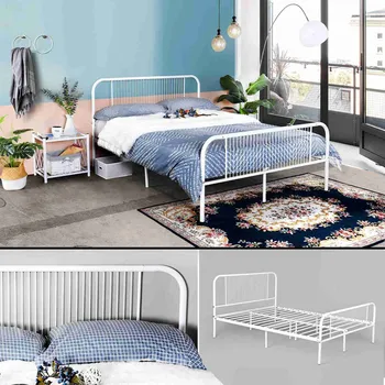 

Metal Bed Frame Iron Bed Double Bed 140x200 Modern Platform Bed Streamlined Profile Bedroom Furniture King Size