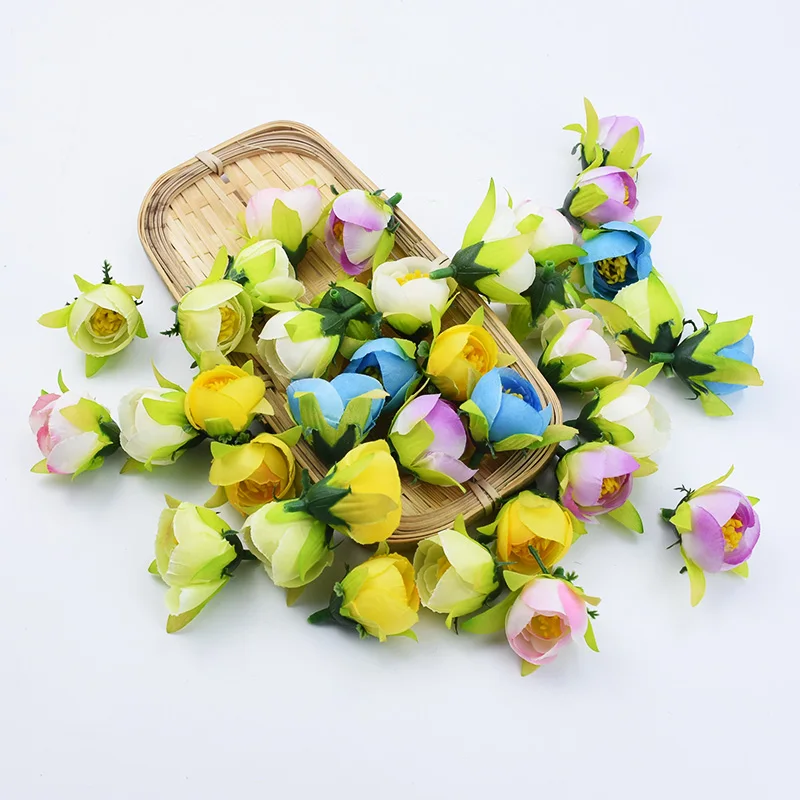 20/50 шт. свадебные декоративные цветы diy Подарочная коробка Рождественские украшения для дома скрапбукинга Гирлянда Шелковый чай бутон головка розы