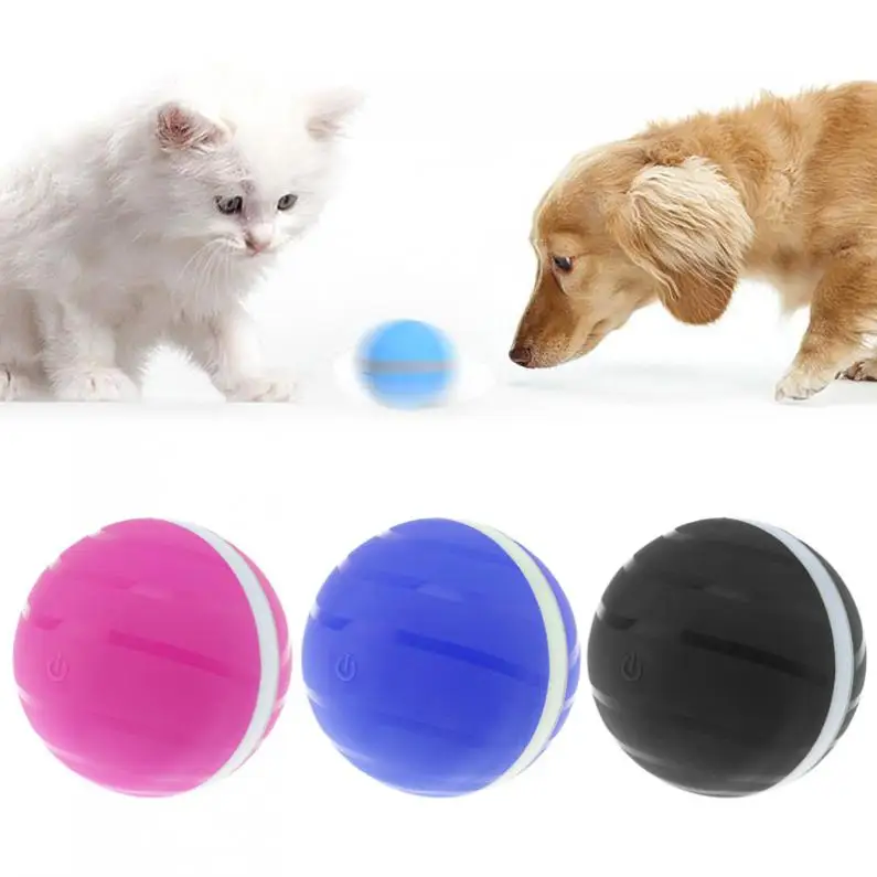 

RGB LED USB Rechargeable Rubber Cat Dog Toys Waterproof Smart Interactive Kid Toy Pet Balls with Auto Sleep Wake Up Function