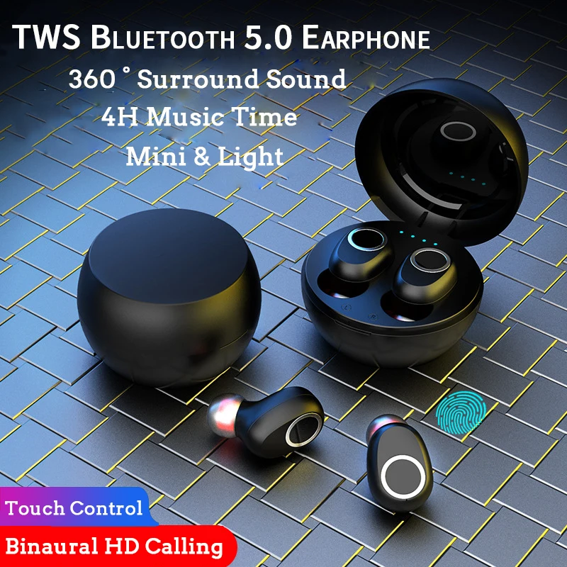 stereo bass TWS Bluetooth Earphone Touch control Wireless Headphones Fone Noise Reduction Earbuds with Microphone for Phones