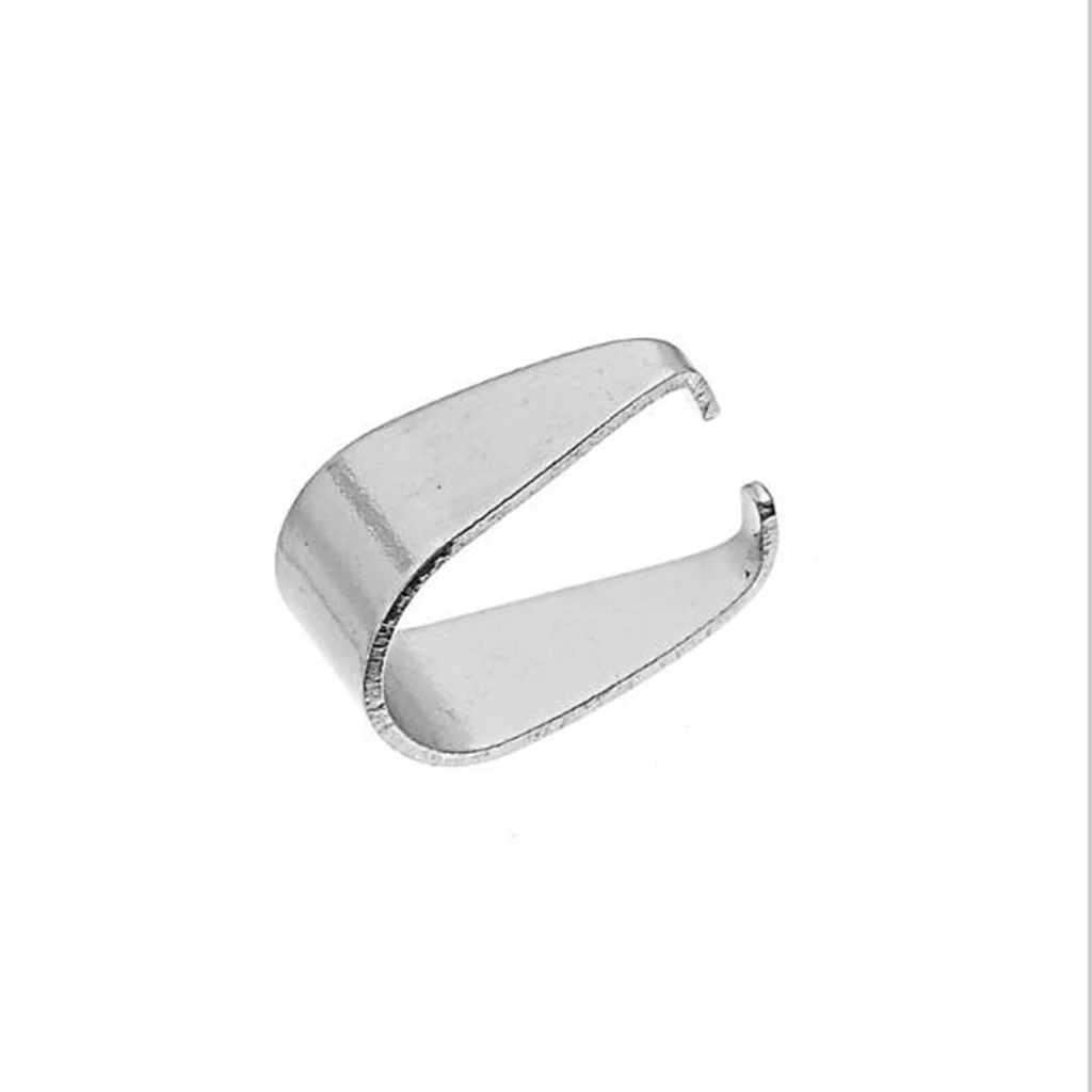 100 Pieces silver color Stainless Steel Pendant Pinch Bails Connector Clasps Jewelry DIY Findings