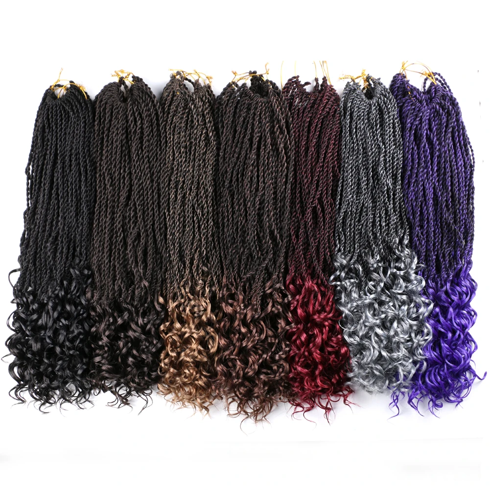 DAIRESS 1" Сенегальские крученые волосы с кудрявыми концами 30 корней, вязанные крючком крученые волосы, синтетические косички для наращивания волос, вязанные косички