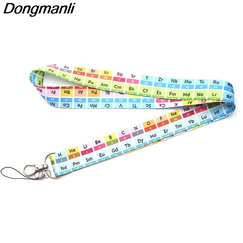 

P3801 Dongmanli The Periodic Table Lanyard Badge ID Lanyards/ Mobile Phone Rope/ Key Lanyard Neck Straps Necklace