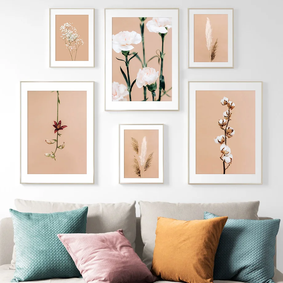 

Vintage Nature Pink Plant Canvas Painting Nordic Reed Carnation Posters And Prints Wall Art Pictures For Living Room Home Decor