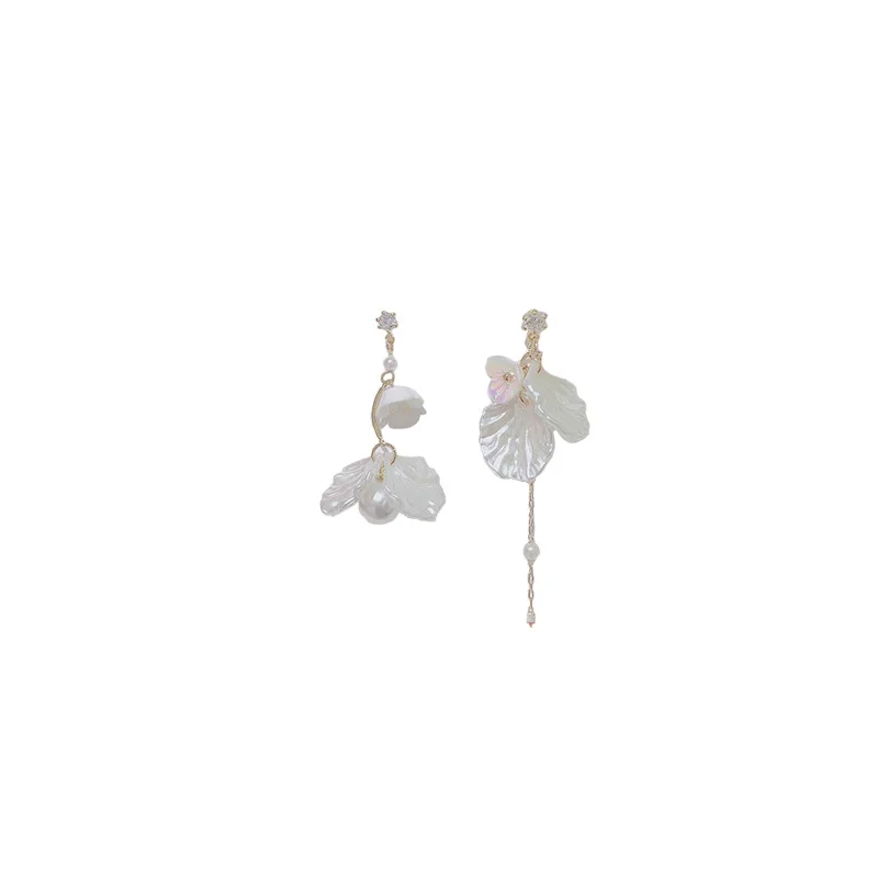 Aretes de mujer, современный дизайн, асимметричные серьги с цветами и кисточками, висячие серьги, ювелирные серьги, корейские серьги для женщин