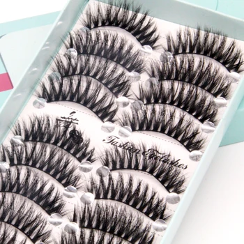 

YOKPN New 10 Pairs Thick Fake Eyelashes European American Makeup Long False Eyelashes Cross Support Double Eyelid Eye Lashes