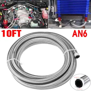 

10FT AN4 AN6 AN8 AN10 Fuel Hose Oil Gas Cooler Hose Line Pipe Tube Outside 304 Stainless Steel Braided Inside CPE Rubber