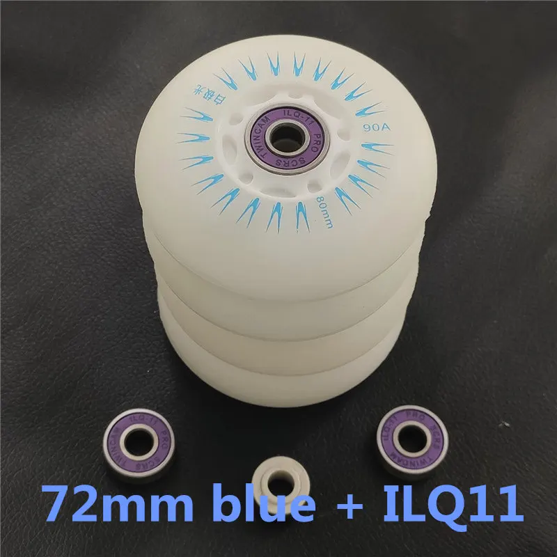 72mm blue ILQ11 4 шт. колеса для катания на коньках светодиодный флэш-колеса для роликовых коньков 72 76 мм 80 мм Slalom FSK шины для SEBA High HV HL FRM FR патины ILQ-11 подшипник - Цвет: 72mm blue ILQ11