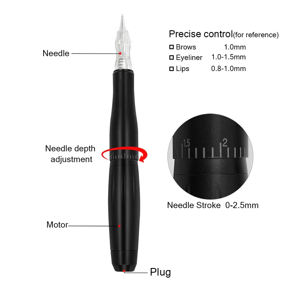 BIOMASER P100LW002BlackPermanent Makeup Ротационная Машина для татуажа бровей, профессиональная ручка для бровей, подводка для глаз, губ, тату, набор