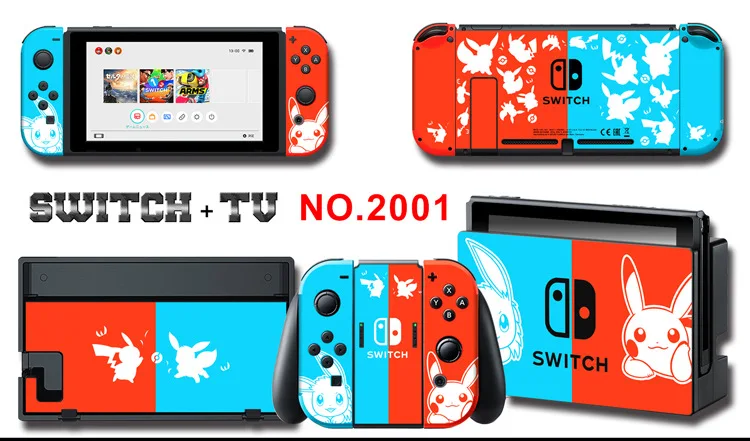 1set New Cute Anime Full Body Sticker for NS Switch Protective Cover Skin Colorful Art for Game Console Joy-Con Controller Decor