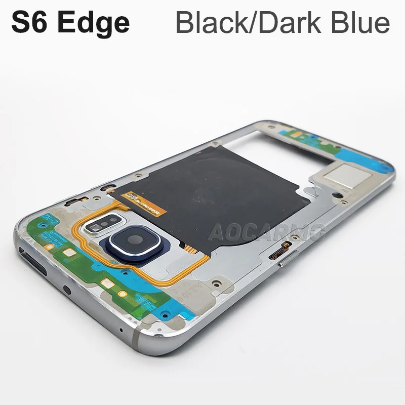 S6 Edge Black Aocarmo Замена средняя рамка Корпус Шасси для samsung Galaxy S6 Edge G925 SM-G925F S6 G920i/F один/Dual SIM - Цвет: S6 Edge Black