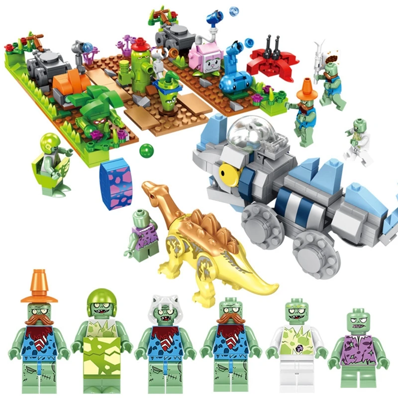 

666PCS Plants Vs Zombie Dinosaur Model Building Blocks Bricks Set Toys For Chidren