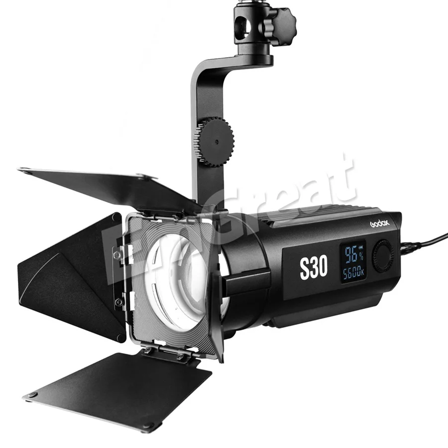 Godox S30 30 Вт фокусирующий СВЕТОДИОДНЫЙ светильник Точечный светильник 5600 к цветовая температура CRI 96+ TLCI 96+ 10%- Регулировка непрерывный светодиодный светильник