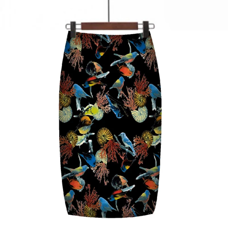 Рождественский женский тонкий рюкзак с фотоизображением букв и высокой талией, облегающее платье на бедрах, летние эластичные юбки-карандаш до колена Falda - Цвет: 1083-66