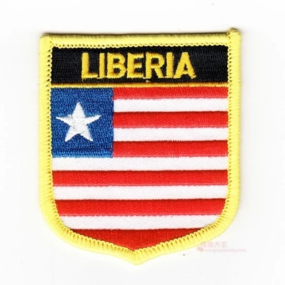 LIBERIA Национальный флаг щит вышивка патч значок по всему миру 6*7 см Корея Ливан Малайзия Мексика лития Марокко непальский - Цвет: LIBERIA