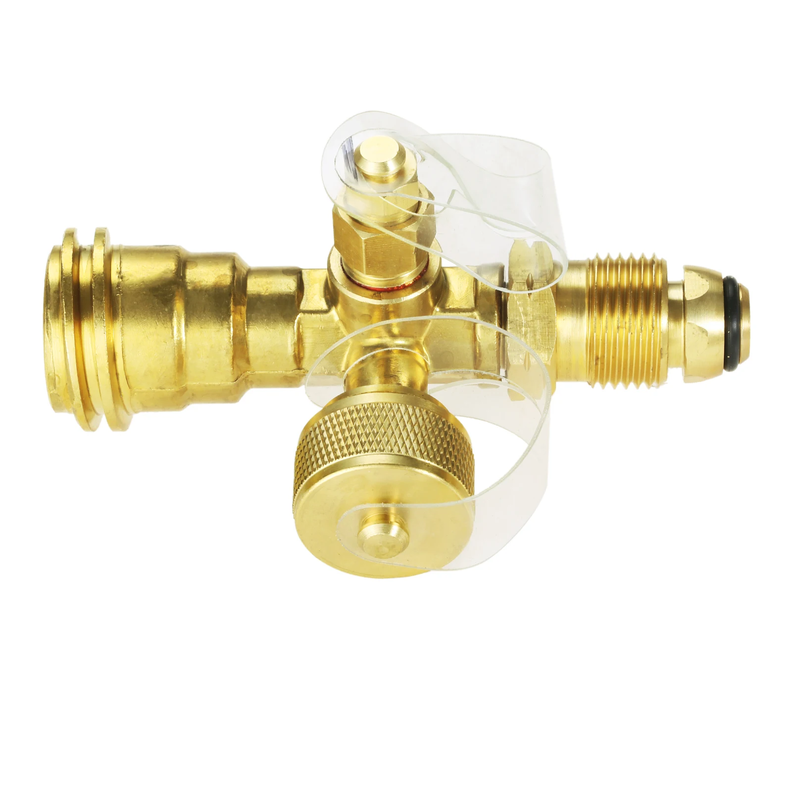 

4 Port Propane Tee Adapter Brass Converter for Motorhomes Tank RV Camping Fire Hookup Safety Nipple Valve Rubber Gasket Rver fit