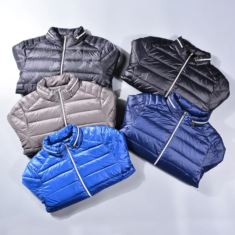 We10 Autumn And Winter Men Thin Slim Fit down Jacket Closing Stand Collar Coat Lightweight down Jacket Coat