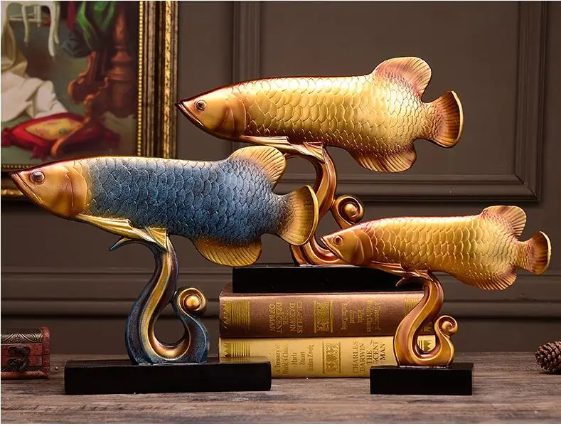 Европейский смоляной счастливый золотой дракон рыбный орнамент фэншуй домашняя гостиная мебель украшения клуб отель настольные фигурки ремесло