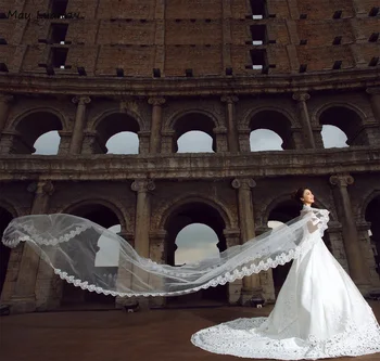 

Bridal Veil 5M One Layer Lace Edge Wedding Veil White/Ivory Veil For Bride