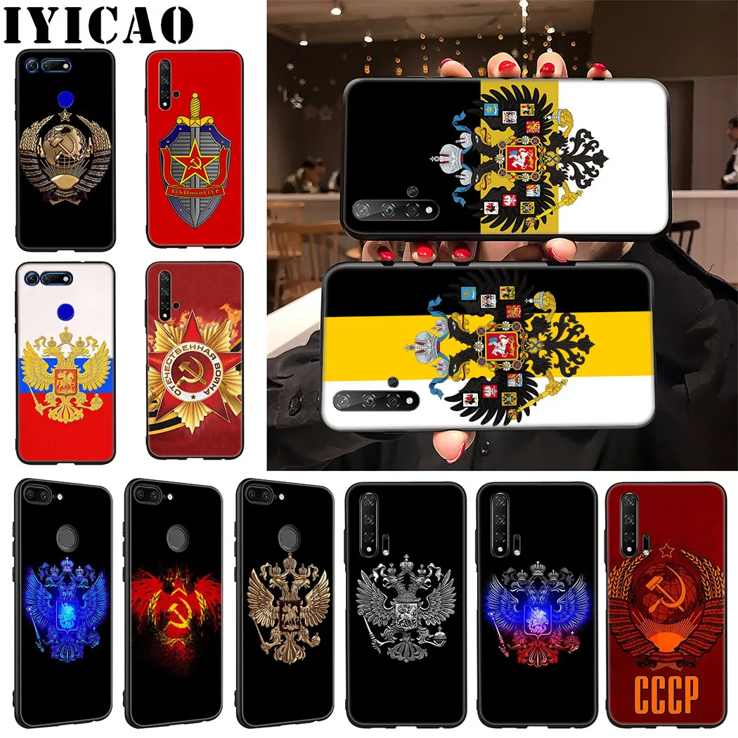 

IYICAO Russia Flag coat of arms Soft Phone Case for Huawei Honor 9X 20 Pro 7A 7C 7X 8 9 10 Lite 8X 8C Note 10 View 20 Case