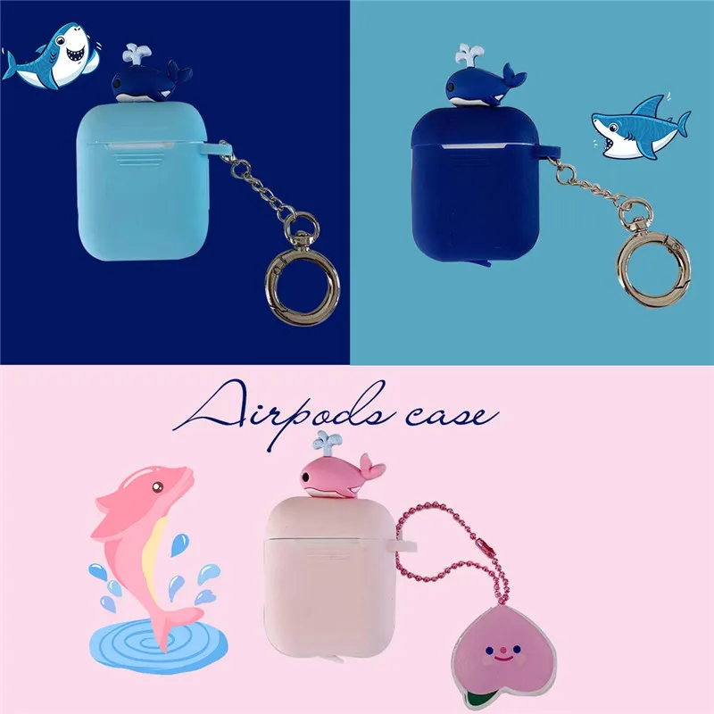 

Airpods 2 Smartphone for Apple Wireless Bluetooth Headset Whale Bunny Ear Universal Headphone Case with Key Ring