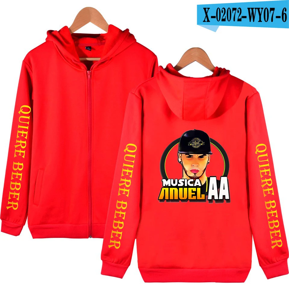 Anuel AA, хип-хоп, настоящий хаста Ла Муэрте, толстовки на молнии, толстовка, модная толстовка с капюшоном, пуловер, мужские/женские толстовки на молнии, толстовка - Цвет: WY07