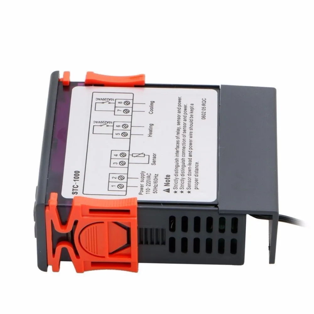 Цифровой AC 220V STC-1000 Универсальный термостат температуры с датчиком