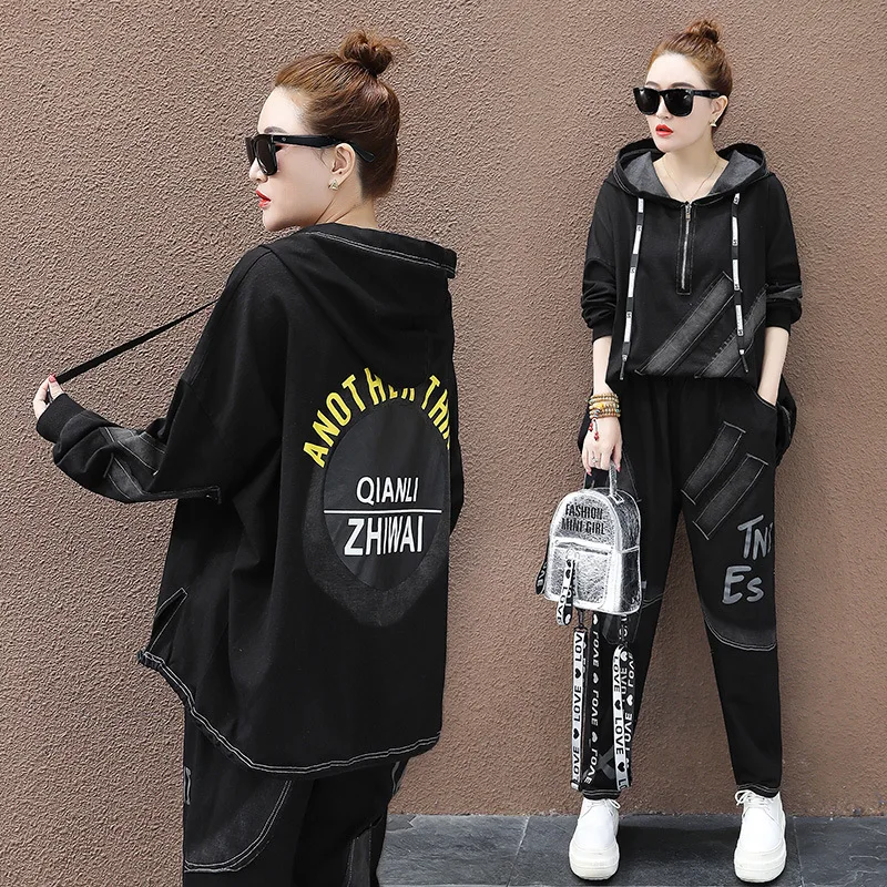 Max LuLu 2020 estilo chino primavera moda señoras Patchwork chándales mujeres sudaderas con capucha y pantalones Harem mujer conjuntos de 2 piezas - 3