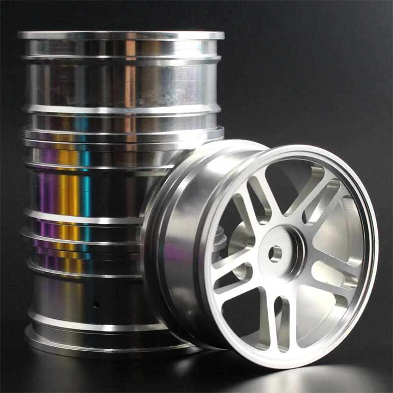 4 шт. 1 комплект алюминиевый сплав металл Whee Rim Fit HPI HSP RC модель 1:10 на дороге гоночный автомобиль для HSP94123/94122/94103 D4/D3/CS - Цвет: Светло-желтый