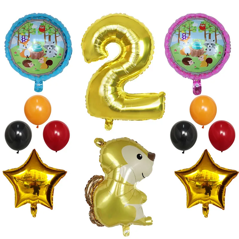 12 шт. воздушные шары в виде джунглей Ежика лисы белки Мультяшные животные 30 дюймов фольгированные шары с цифрами декор для дня рождения Детские игрушки для душа - Цвет: Армейский зеленый